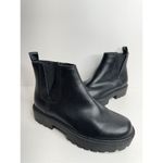 Zodiac  Ankle Booties Size 5 Black Chunky Sole Block Heel Faux Leather‎ Boots Photo 5