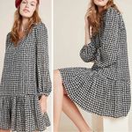 Maeve ANTHROPOLOGIE Margaret Black/White Houndstooth Tunic Dress XS Photo 1