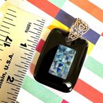 Jay King DTR Sterling Silver Black Agate & Micro Opal Mosaic Pendant Photo 6