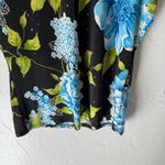 Jessica Max Y2k Funky USA Size Medium Black Blue Floral Sparkle Short Sleeve Top Photo 2