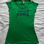 Soft As A Grape Vintage Y2K women’s green clover Chicago Cubs v-neck tshirt 100% cotton sz small Photo 0