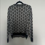 Kate Spade Monogram Spade Flower Sweater (Sz L) Black & White Holiday Shimmer Photo 6