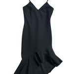 Elliatt  Revolve Artemis Asymmetric Ruffle Black Midi Cocktail Dress Scuba Medium Photo 2