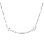 Boutique NEW White Gold Filled K18 Curve‎ Bar Necklace, Minimalist Chain Pendant, 16-18" Photo 2