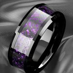 Men's Black & Purple Gothic Stainless Steel Shiny Finish Band Size 13 Photo 1