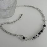 Titanium Steel Spider Crystal Beads Necklace for Men Women,Personality Punk Hip Hop Necklace Silver Photo 2