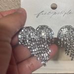 Free People Hearts on Fire Dangle Earrings Rhinestones Fringe Bling Photo 4