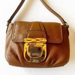 Michael Kors Brown Pebbled Leather Mini Crossbody Goldtone Hardware Purse Bag‎ Photo 6