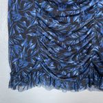 Free People  Women XS Blue Black Floral Romi Mesh Mini Skirt Gathered Ruffle Photo 1