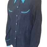 Vintage Desert West Black & Teal Buttton Down Shirt (S) Blue Photo 0