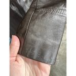 leather trench coat brown double breasted Vintage 1970s sz 7 Photo 13