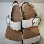 UGG  April Espadrille Wedge Platform Sandals Off White Leather Buckle 10 Photo 4