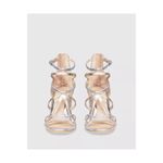 Paige Strappy Heels Women's Silver Leather Slip On Ankle Strap Open Toe S42 Photo 2