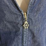 Allison Daley Vintage Nautical Theme Blue Denim Zip Front Vest Sailboat Flag 10P Photo 5
