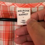 Melrose and Market plaid cotton vneck top with balloon sleeve size L Photo 1