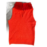 Bette Paige Fur Trim Sleeveless Sweater​ Red Size L Photo 2