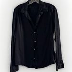 Frank & Eileen Barry Tee Lab Button Up Long Sleeve Shirt M Black Jersey Cotton Size 8 Photo 1