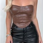 Leather corset top Brown Size L Photo 0