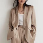 Madewell  Satin Oversized Blazer Matchstick Beige Mid Length 00 Photo 10
