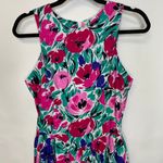 Vintage 90s Bright Floral Drop Waist Dress Full Skirt Sz Medium? Pink Photo 7