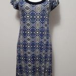 Karen Kane olive blue aztec short sleeve shirt dress size medium Photo 0