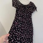 Ultra Flirt Black Burgundy Butterfly Print Mesh Tie Neck Y2K Ruched Mini Dress M Photo 14