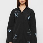 Maniere De Voir Black Blue Graffiti Shirt Dress Photo 1