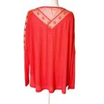 Free People  Lola crimson red lace embroidered floral top sz M Photo 6