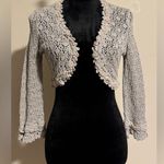 EXPRESS EUC  Silver and Cream Open Knit Crochet Cardigan size small Photo 0