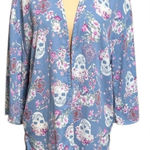 Pink Rose Women’s  Large Skull Print Kimono Photo 0
