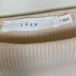 Lush Clothing Lush Cream Colored Cropped Top With Polka Dot Lace Sleeves Size Small (G10) Photo 3