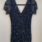 Pisarro Nights Beaded Mesh Column Gown Dark Navy 6 NWOT Photo 11