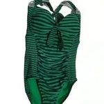 Merona Blue and Green  striped   one piece swimsuit  size medium Photo 0