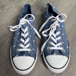 Converse Denim Blue Sneakers with White Polka Dot and Gold Accents Size 6 Photo 0