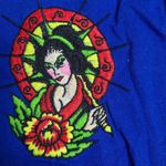Ed Hardy Vintage Shirt Women's size Large Blue Embroidered Photo 1