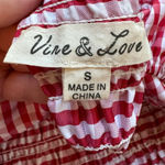 Vine & Love Red & White Gingham Milkmaid / Picnic / Puff Sleeves Top - Small Photo 6