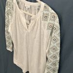 J.Jill - pure Jill-White, sheer, embroidered elastic sleeves- SOFT-long sleeve-XS Photo 5