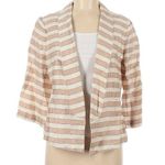 Loft  Open Lightweight Blazer Beige Cream Stripes Photo 0