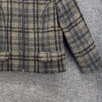 Chico's Womens Blazer Size M Or 1 Plaid Gray Brown Career Business Casual Photo 3