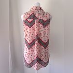 Candie's Candie’s Light Pink Floral Print Tie-Up Collared Sleeveless Blouse Photo 3