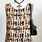 Brown Tie Dye Peplum Tank Top, Boho, Y2K, Cottagecore, Earthy, Vintage, XL‎ Photo 0