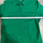 EXPRESS Essential Women Green Slim Buttondown Collared Long Sleeve Shirt Size L Photo 10