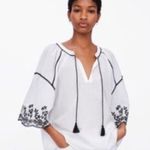 ZARA  Black & White Embroidered Half Sleeve Peasant Top S Photo 1
