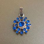 Vintage Gold Tone w/ Blue Jewels Charm, 1/2 inch, Vintage Costume Jewelry Photo 1