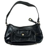 Perlina Vintage  Patent Leather Purse Shoulder Bag Black Pockets Shiny Zip Casual Photo 0