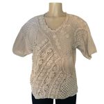 Colleen’s Hand Knit Crochet Sweater Beige Women’s M Vintage 80s Made in Korea Size M Photo 0