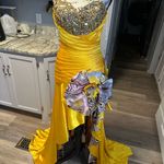 Yellow and Brown Strapless Dress Size 4 Photo 2
