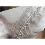 Women's Scarf Sheer Ecru White Lightweight Pom Tassel Photo 2
