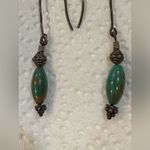 Elegant Turquoise and Bronze Earrings Green Photo 1