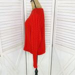 Aerie Cable Knit Crewneck Crop Sweater Red Small Photo 1